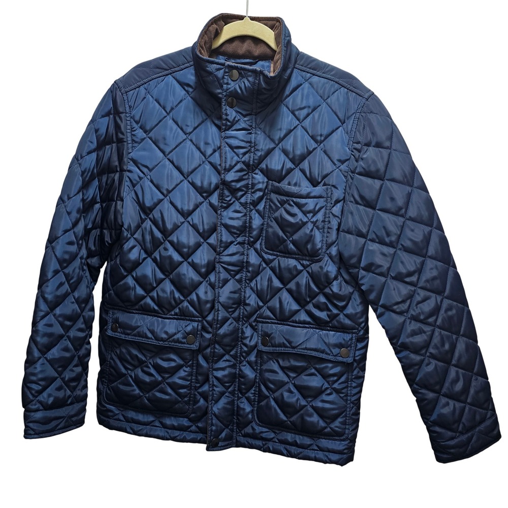 BRAVEMAN Quilted Jacket Navy Blue Mens Size M Full Zip Puffer Coat‎